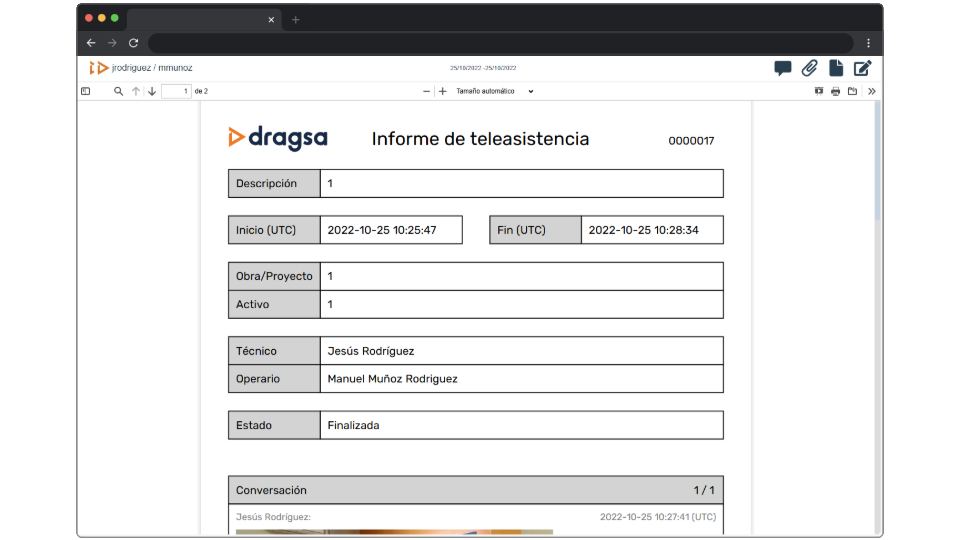 Dragsa registra íntegramente todas las asistencias realizadas en la plataforma